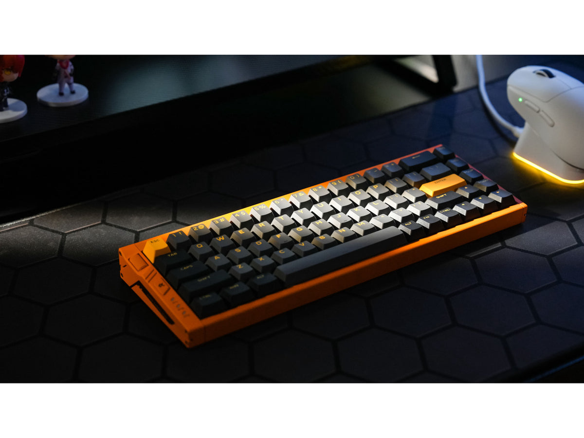 Close-up of the MCHOSE Ace68 Turbo keycaps and mechanical switch detail