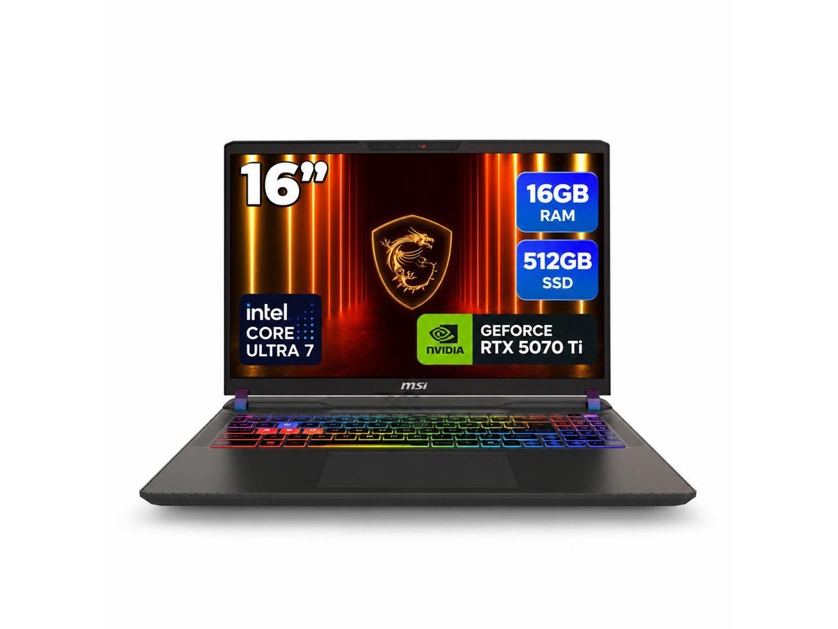 MSI Vector 16 HX AI gaming laptop front view showing keyboard and screen