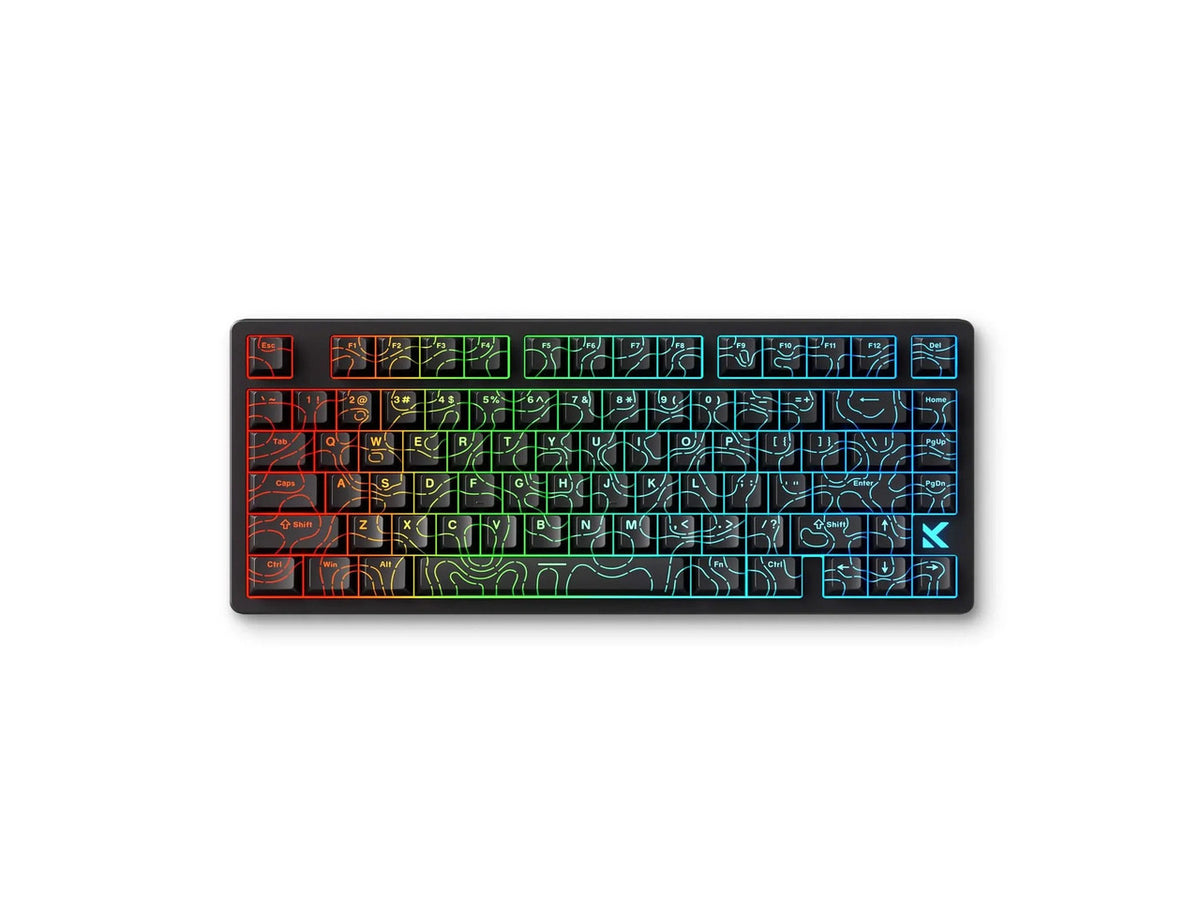 MCHOSE Jet 75 Black Topographic mechanical keyboard displayed on a professional desk