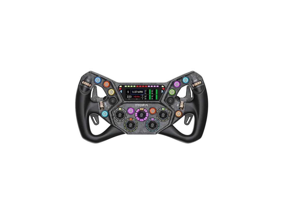 Front view of the Moza Racing KS Pro sim racing steering wheel in black