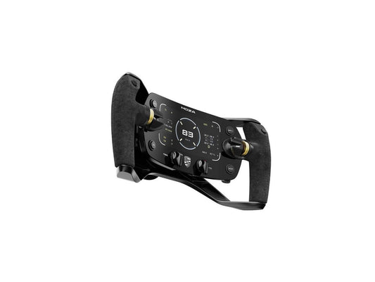 Detailed side angle of Moza Racing Porsche Mission R sim racing wheel