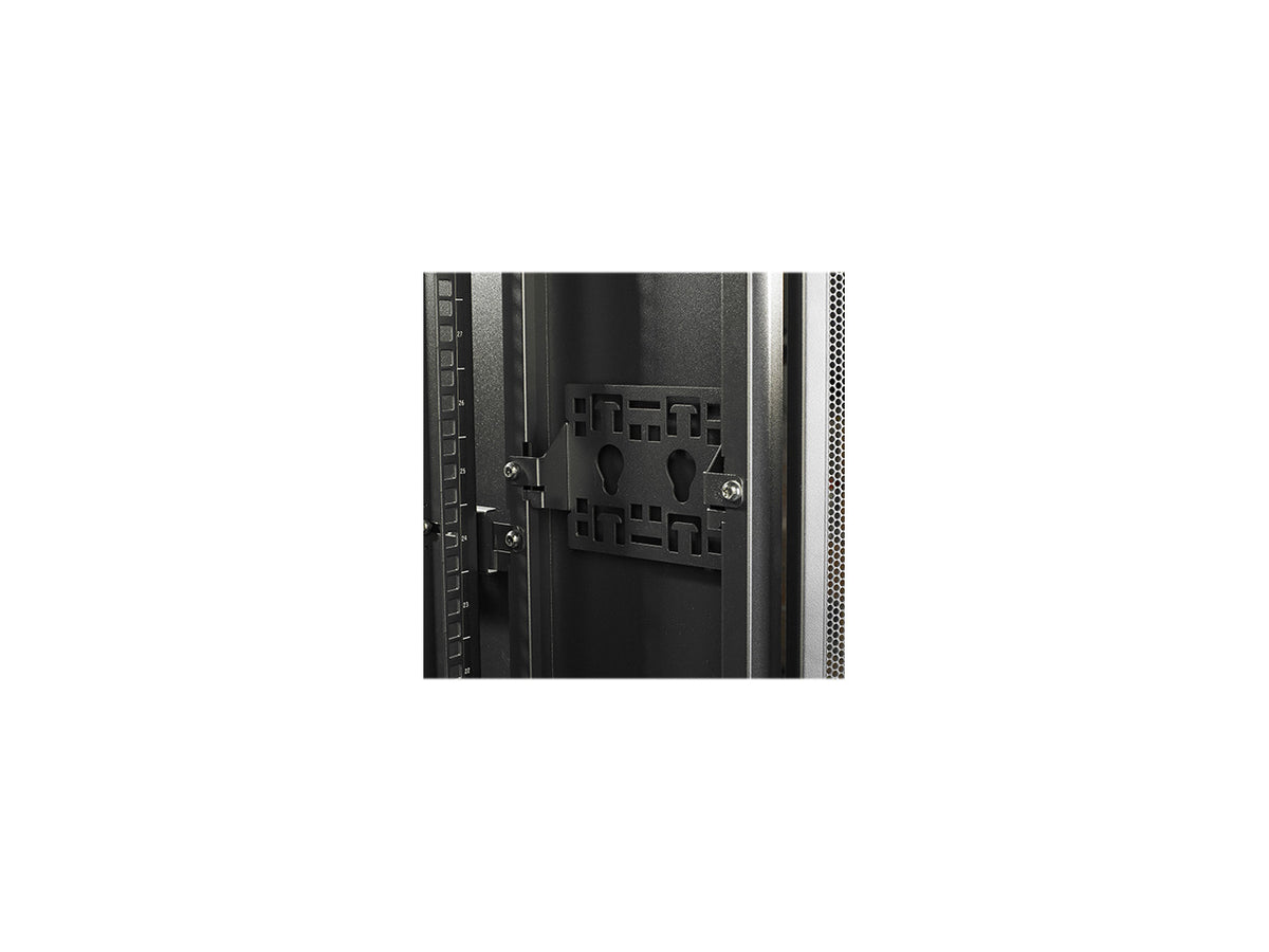 Interior detail of APC 42U server rack mounting rails