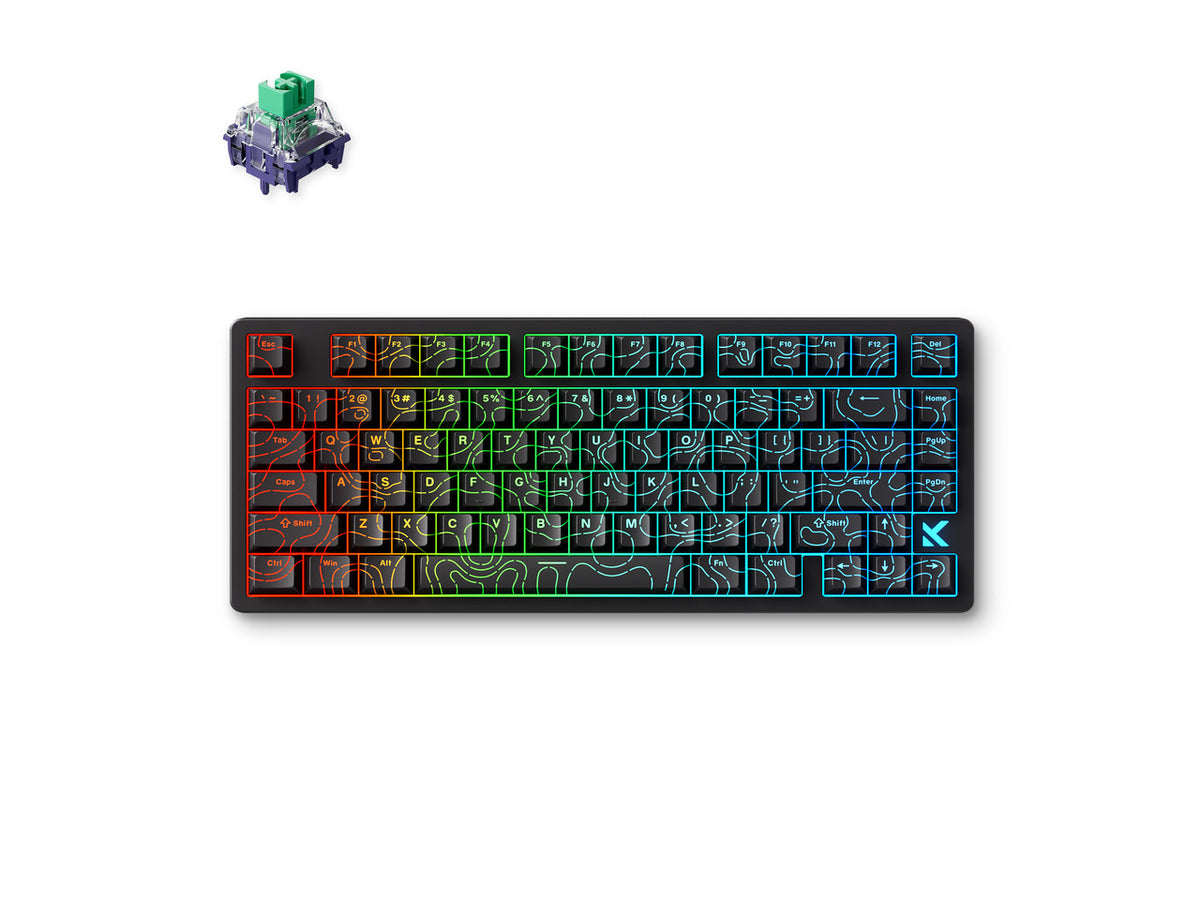 Top view of MCHOSE Jet 75 Black Topographic keyboard featuring 75 percent compact layout