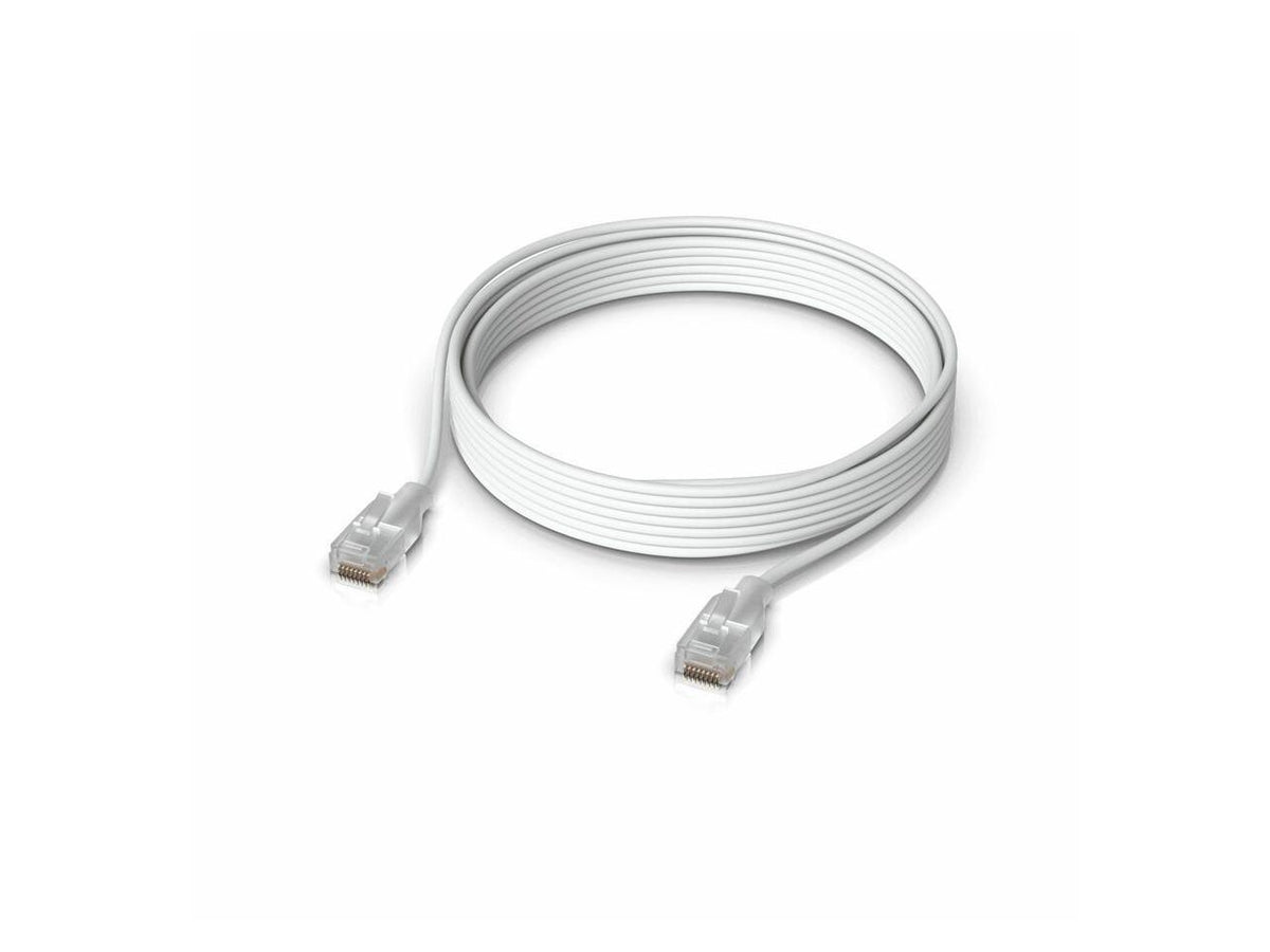 Pack of 30 white Ubiquiti UACC-Cable-Patch-EL-5M-W 5m Ethernet patch cables for 2.5 GbE and PoE++ networks
