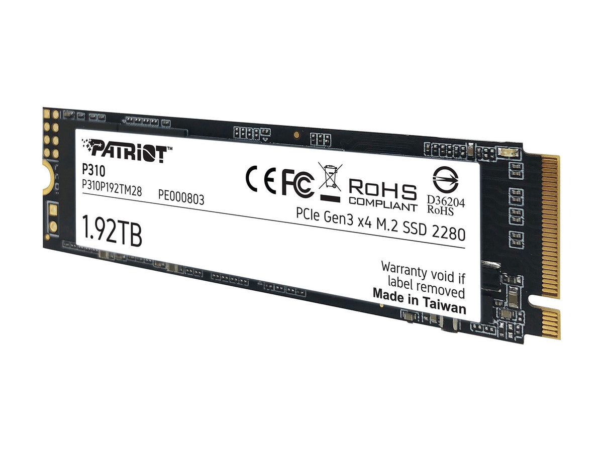 Close up of Patriot P310 M.2 2280 solid state drive connector pins