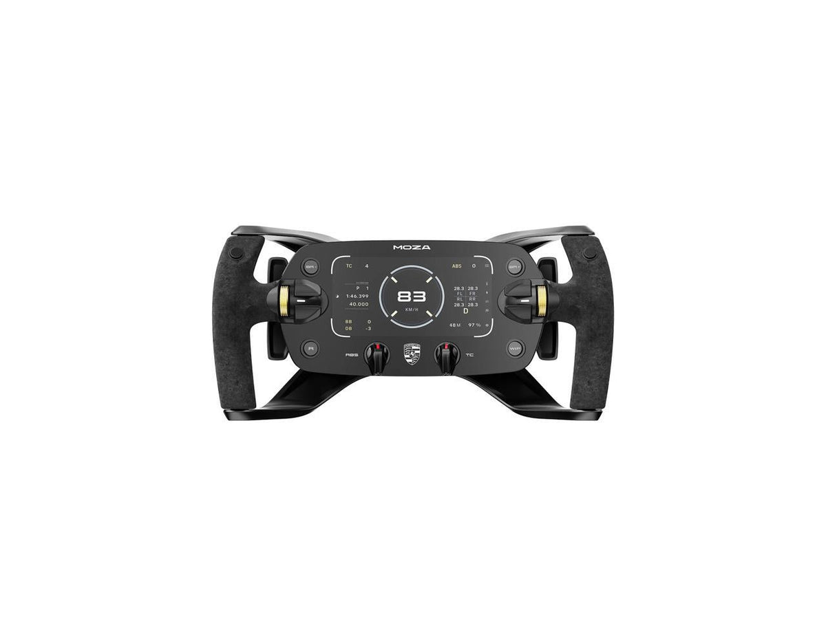 Moza Racing Porsche Mission R steering wheel front view in black finish
