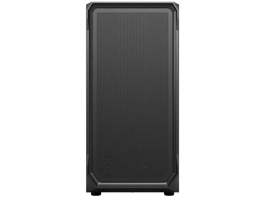 Side angle view of the Fractal Design Focus 2 black computer chassis