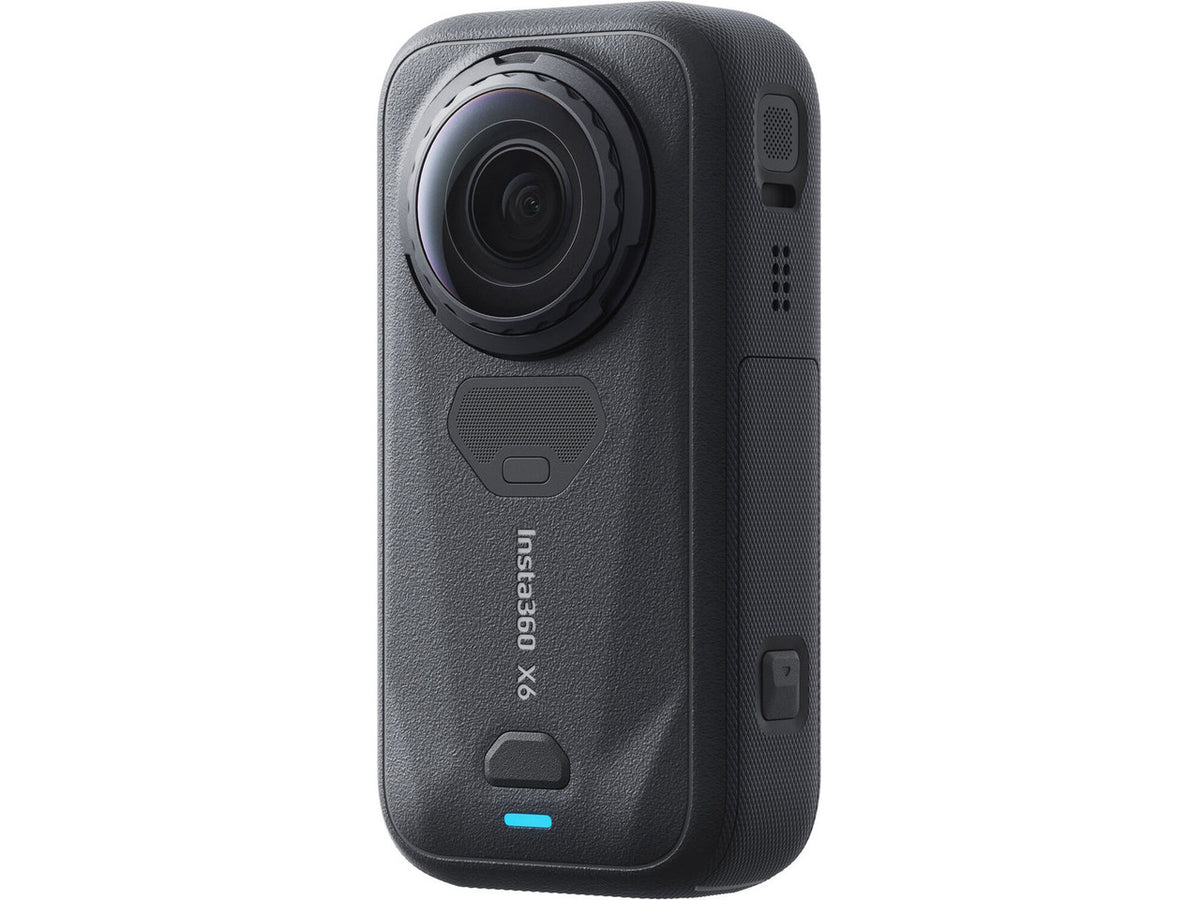 Action shot of Insta360 X6 8K camera mounted for sports activity
