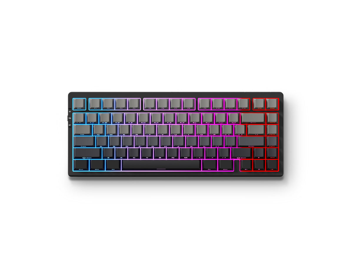Angled perspective of the MCHOSE G75-13A mechanical keyboard displaying its unique aesthetic finish