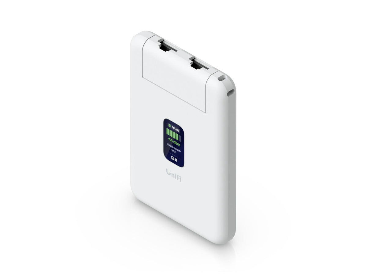 Back of the Ubiquiti UniFi Travel Router UTR box showing UPC barcode