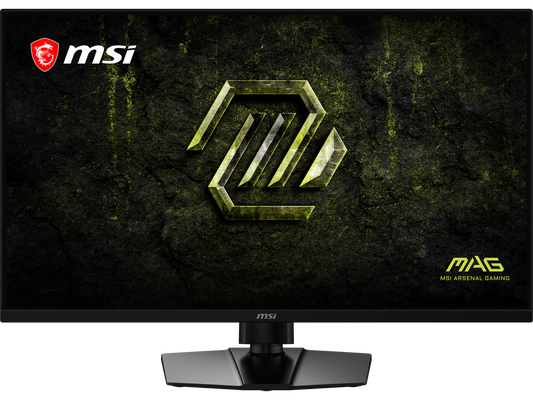 Side profile of MSI MAG 321UPD E14 gaming monitor showing ergonomic stand