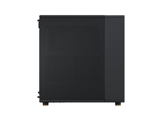 Front view of Fractal Design North mid-tower case showcasing walnut wood aesthetic