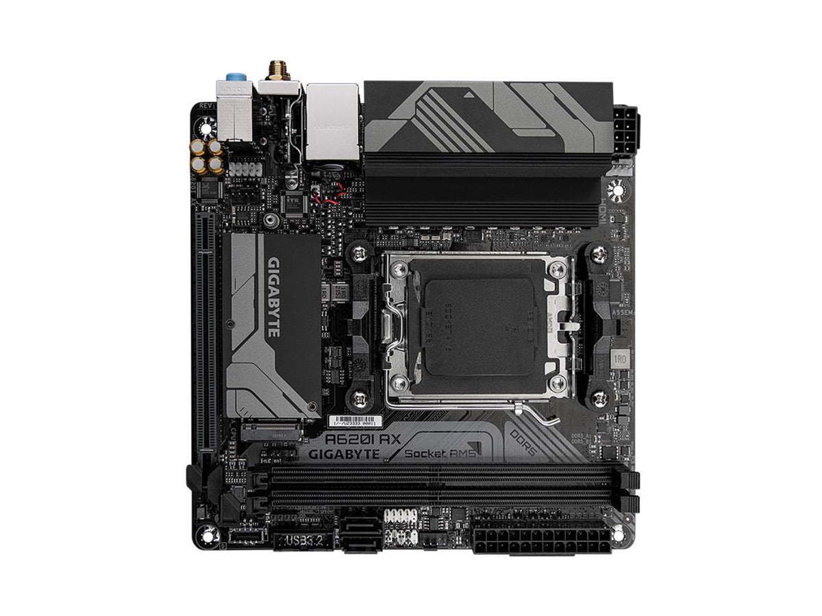 Bottom view of Compact A620I AX Mini-ITX PCB with M.2 storage slot