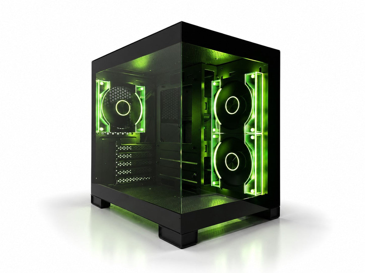Fractal Design Summit Chalk White TG Light OA side view showing tempered glass panel