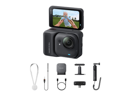 Insta360 GO Ultra Creator Bundle camera unit and included accessories in retail packaging