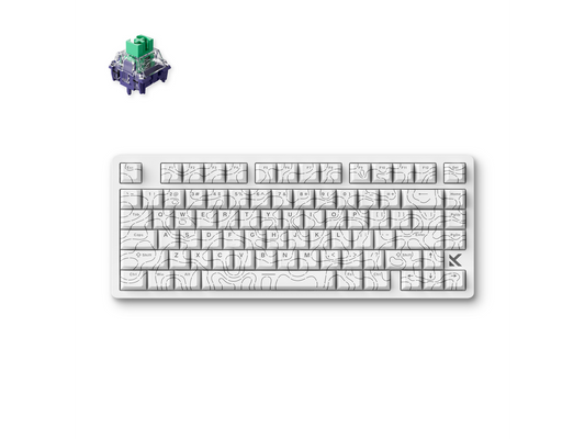 MCHOSE HW-Jet75-9 white mechanical keyboard with unique topographic design pattern