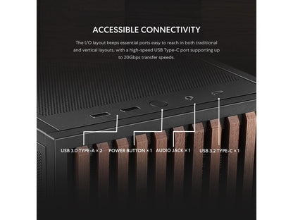 Top-down perspective of the B4-mATX 21.3L PC case with 360mm radiator support