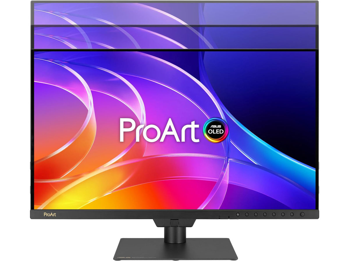 Close up of ASUS ProArt PA27USD display bezel and stand design