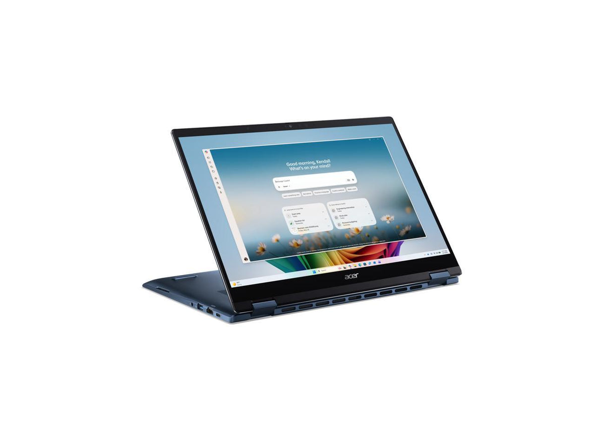 Acer SFSP14-Q51T closed top view highlighting slim lid design and Acer logo on silver chassis