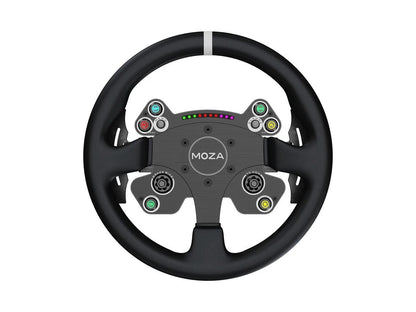 Moza Racing CS V2P sim racing steering wheel front view in black