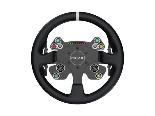 Moza Racing CS V2P sim racing steering wheel front view in black