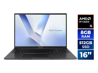 ASUS Vivobook 16 laptop in Indie Black seen from a top-down angle