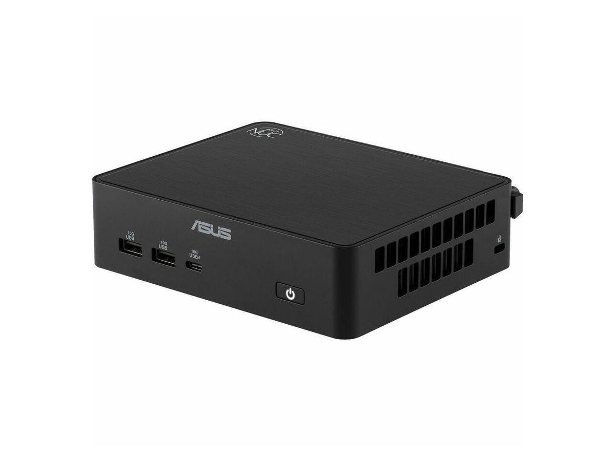 ASUS NUC 16 Pro mini PC top view showing ventilation pattern, compact footprint and matte finish