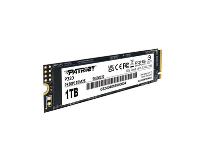 Patriot Viper P320 1TB M.2 NVMe SSD retail box with Patriot Viper branding and specs
