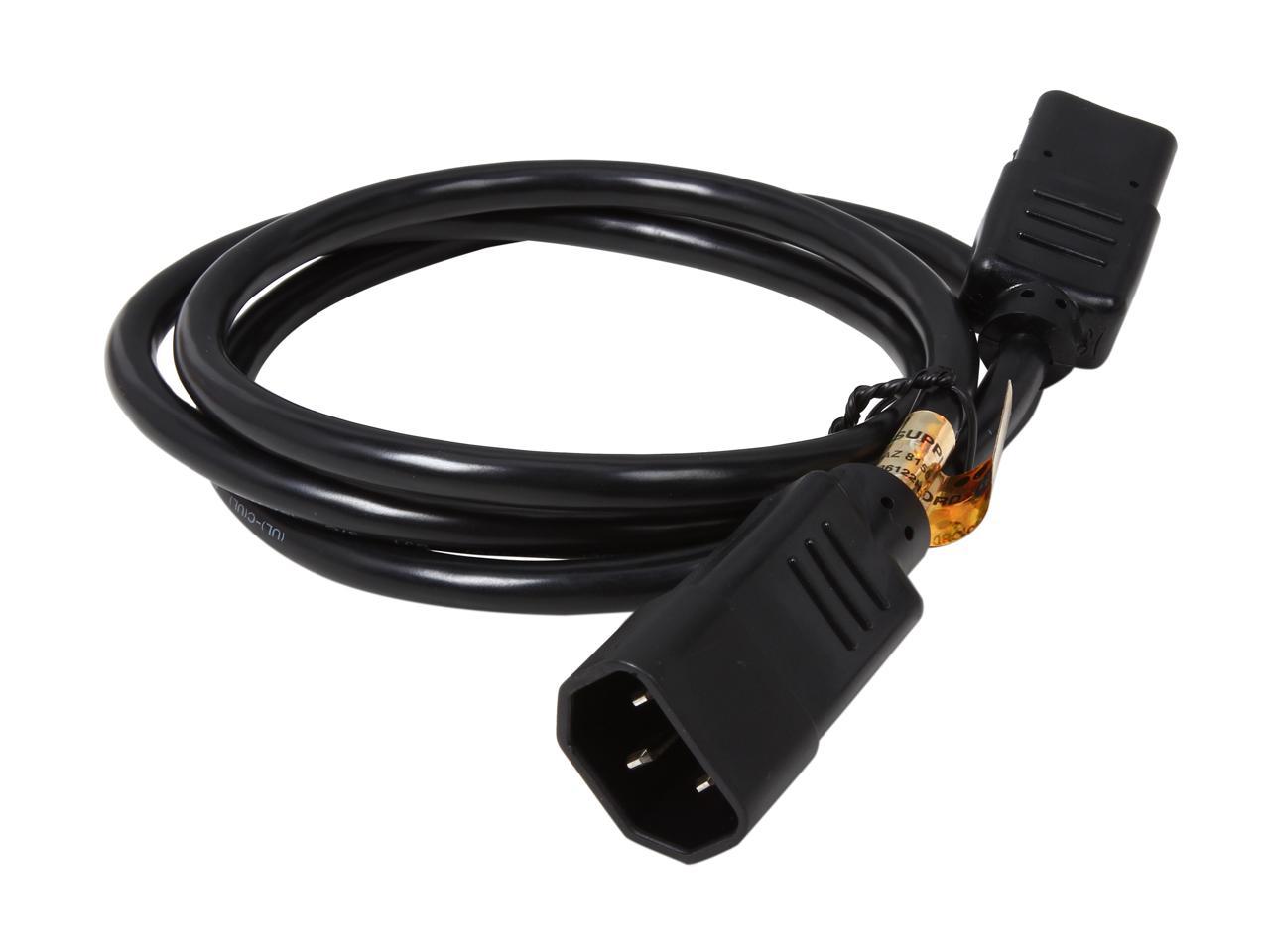 4Ft Computer Power Cord Extension Cable C14 To C13 10A 18Awg