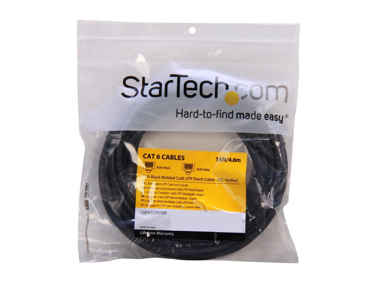 StarTech.com C6PATCH15BK 15 ft. Cat 6 Black Network Cable