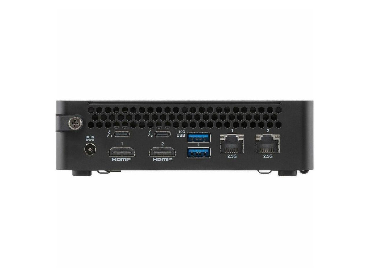 Angled ASUS NUC 16 Pro barebone mini PC with logo, slim design for office, digital signage and edge computing