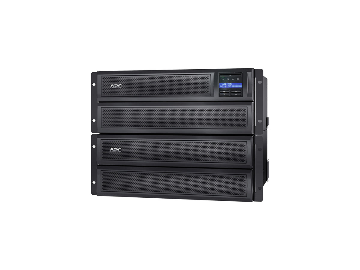 Rear panel view of APC SMX2000LV R with power outlets and communication ports