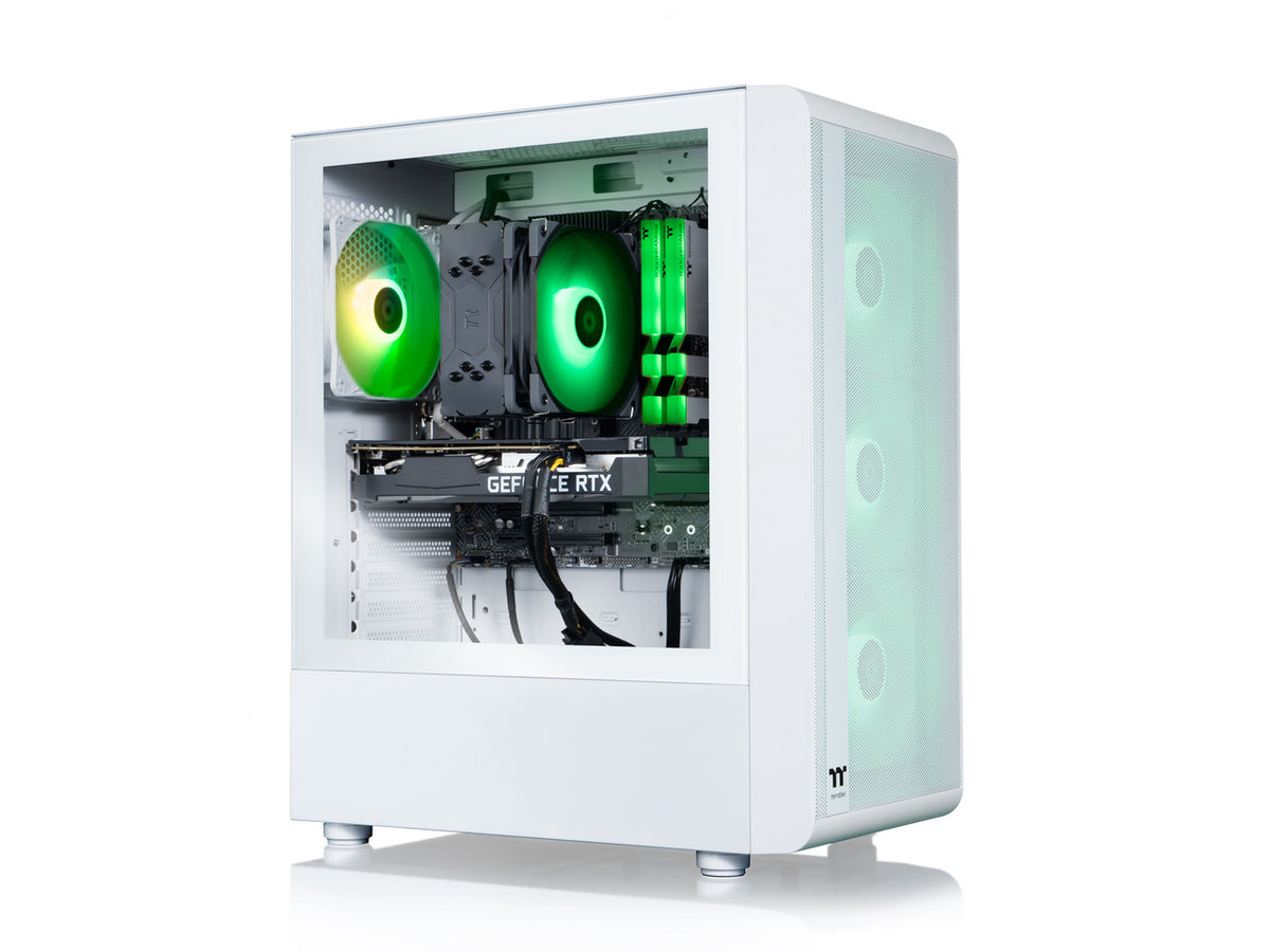 Interior view of gaming PC with 16GB DDR4 RAM and SSD storage