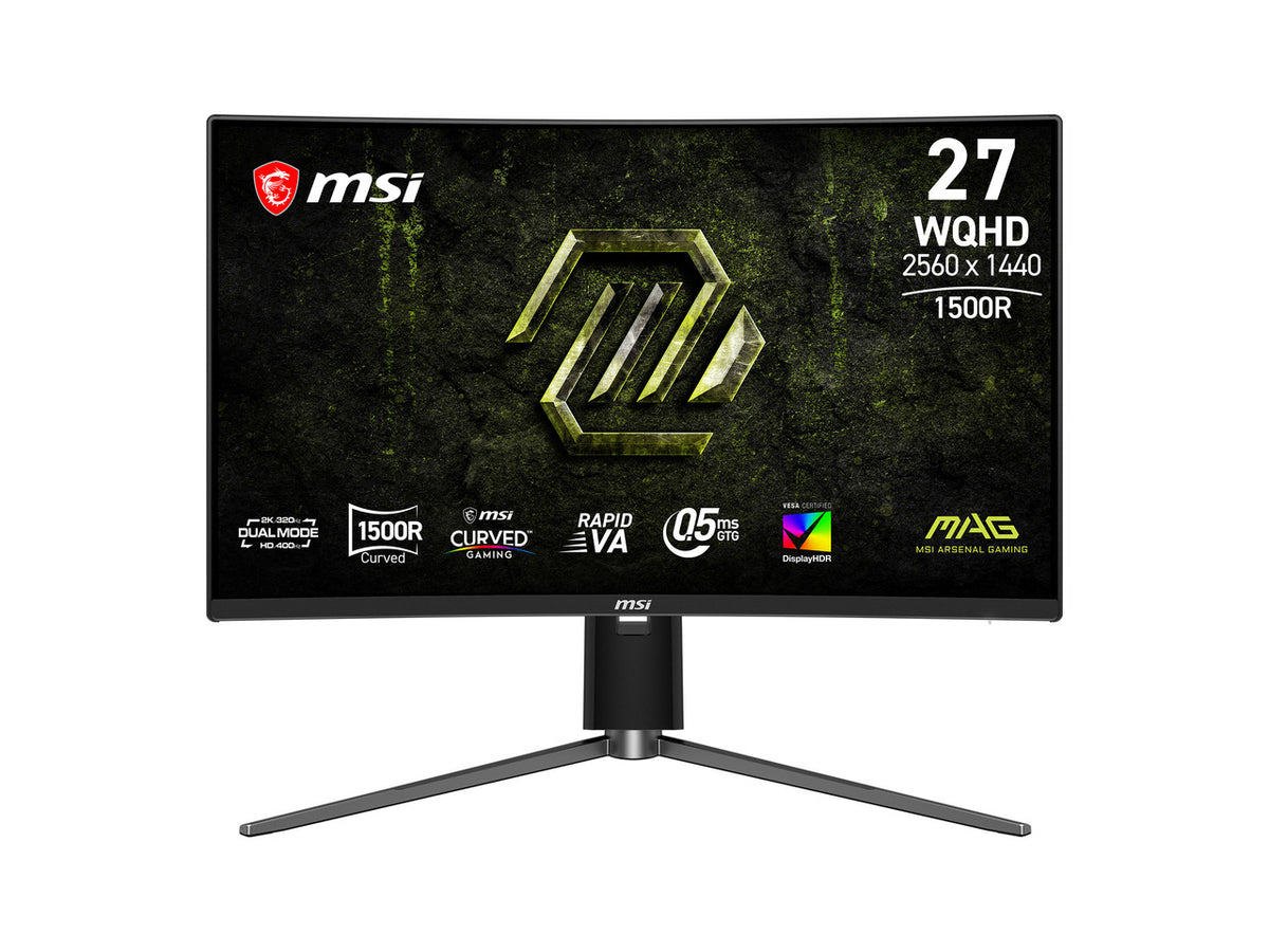Front view of MSI MAG 274CQPDF X32 27 inch gaming monitor with thin bezels