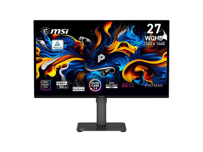 Front view of MSI 27 inch QHD OLED gaming monitor 271QPX14G