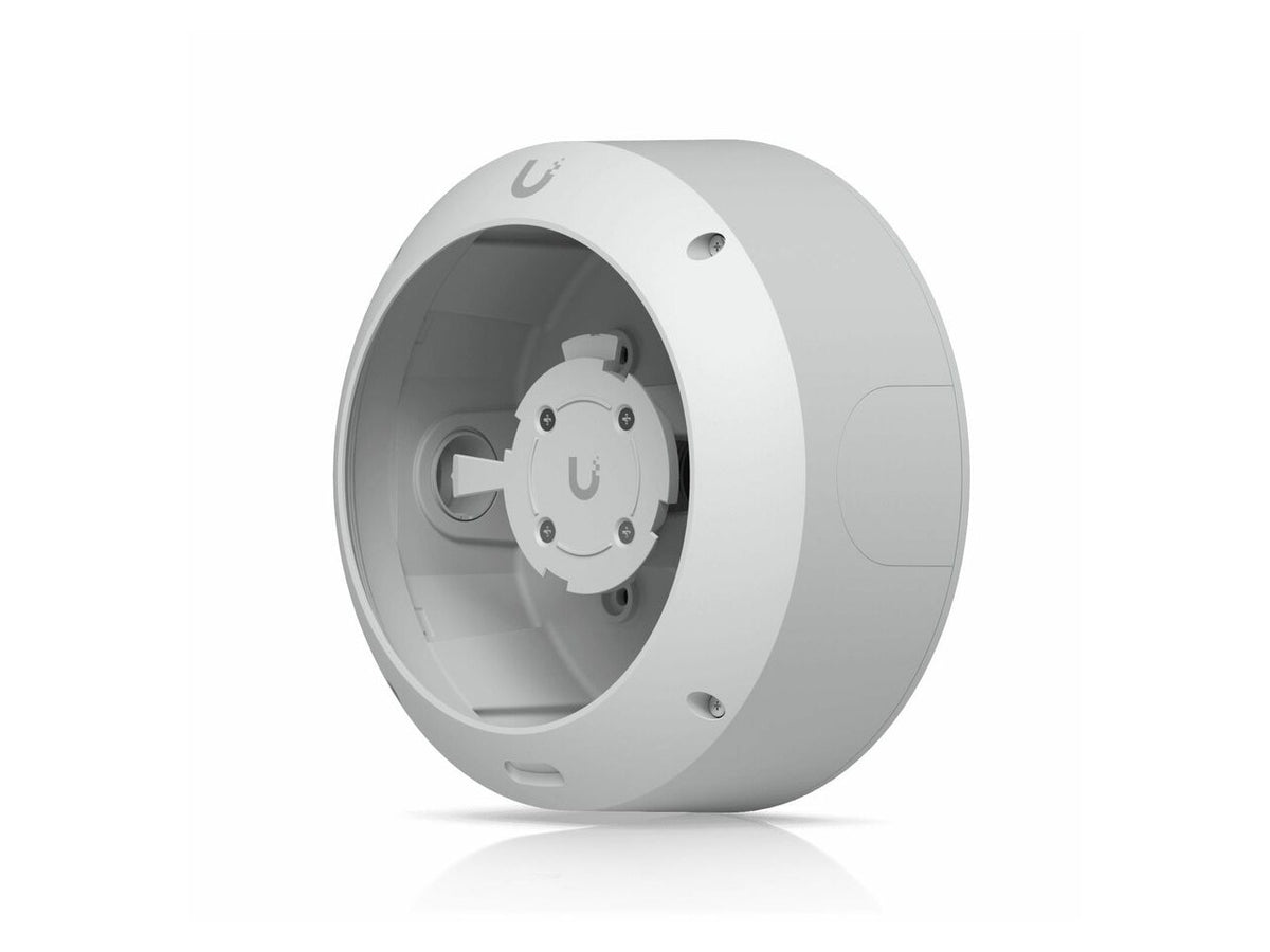Front view of the white Ubiquiti UACC-AI-360-JB-W tamper-resistant junction box