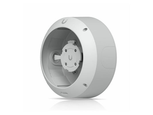 Front view of the white Ubiquiti UACC-AI-360-JB-W tamper-resistant junction box