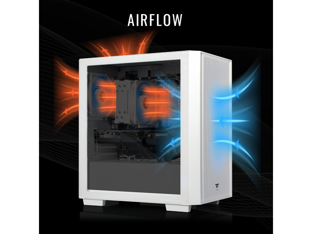 Rear I/O panel and connectivity ports on the Thermaltake N16S-B550-560-LCS R