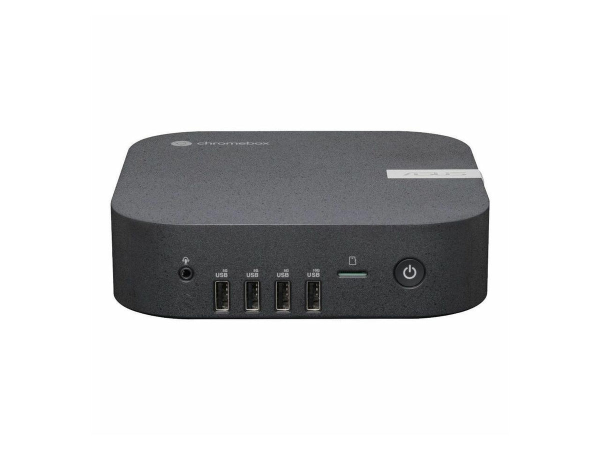 ASUS CHROMEBOX5a SC081UNENT rear view with multiple ports and VESA mount, enterprise ChromeOS mini PC for signage