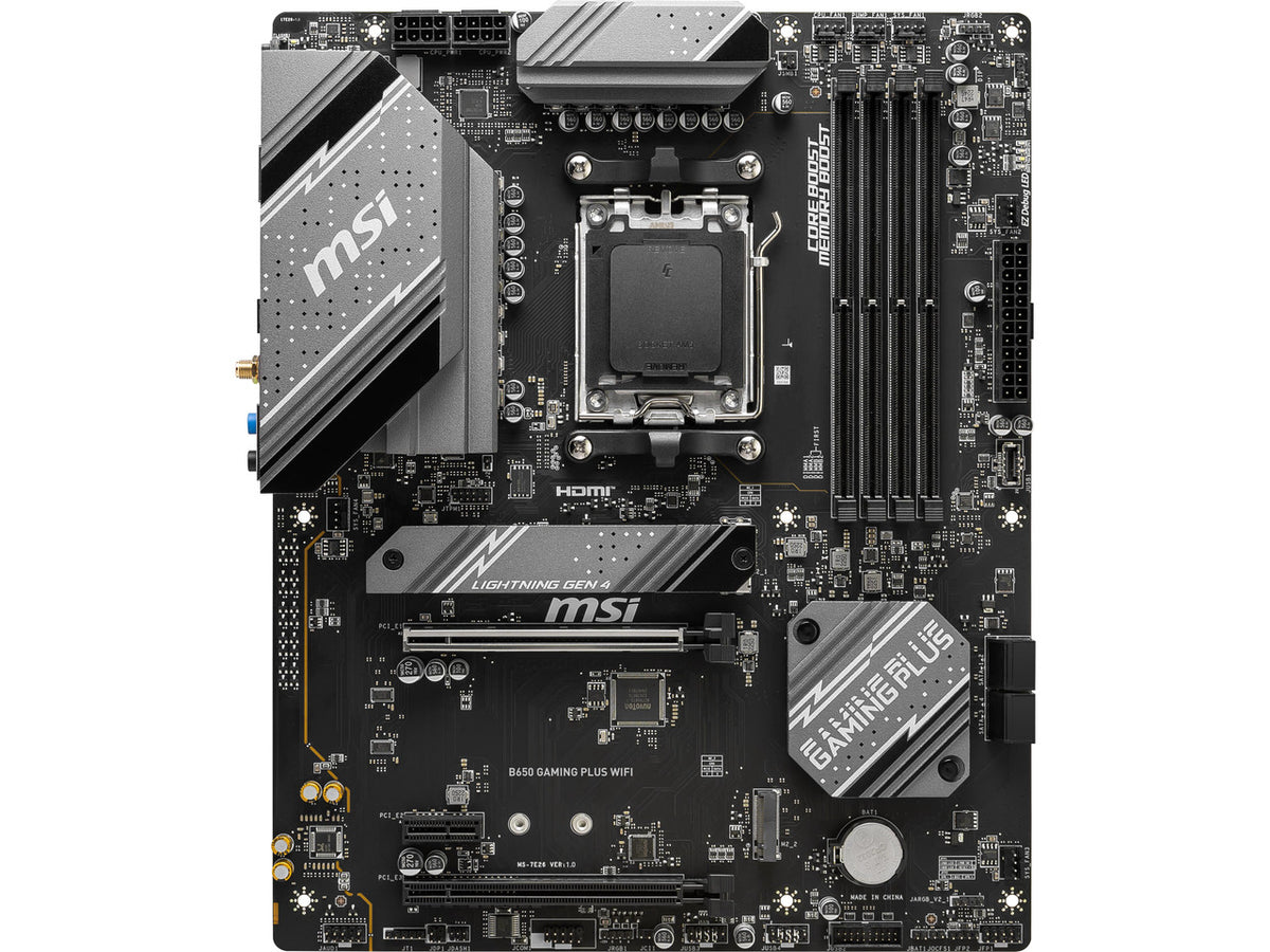 MSI B650 motherboard DIMM and PCIe slots detail