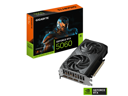 Rear I/O panel of Gigabyte RTX 5060 with DisplayPort and HDMI ports on metal bracket