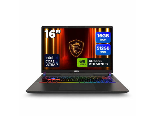 MSI Vector 16 HX AI gaming laptop front view showing keyboard and screen