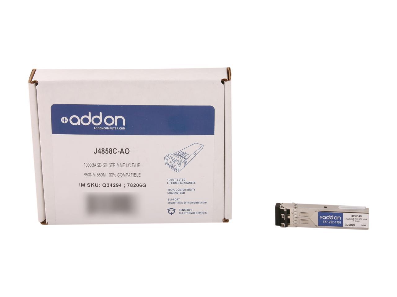 AddOn HP J4858C Compatible 1000 Base-SX SFP Transceiver (MMF, 850nm, 550m, LC)