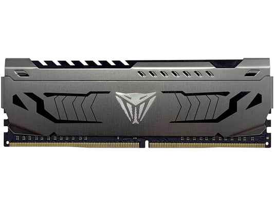 Patriot Viper Steel DDR4 16GB 3200MHz CL16 single UDIMM module with silver heatsink and black Viper logo