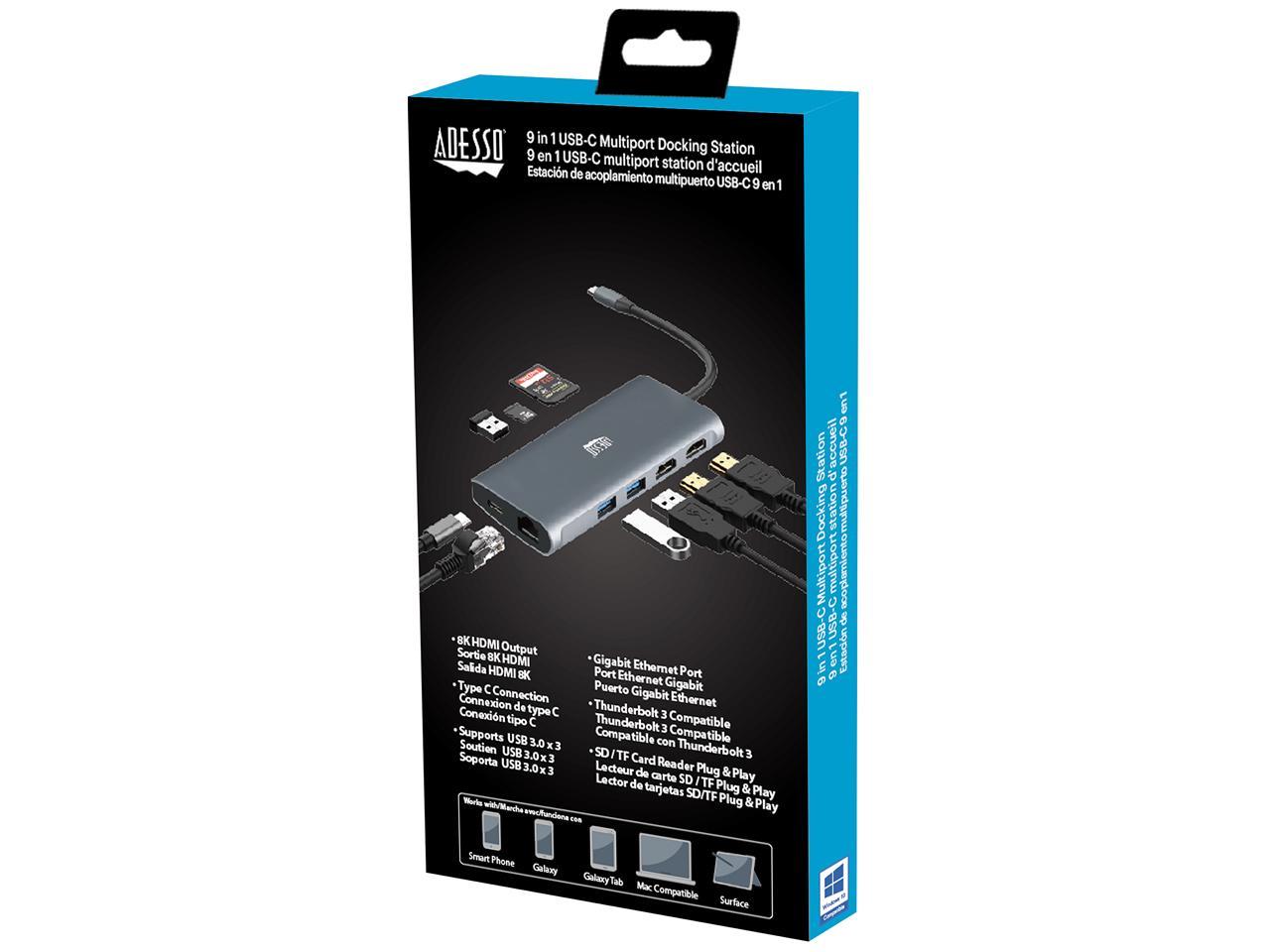 Adesso AUH-4040 9-in-1 USB-C Multi-Port Docking Station (TAA Compliant)