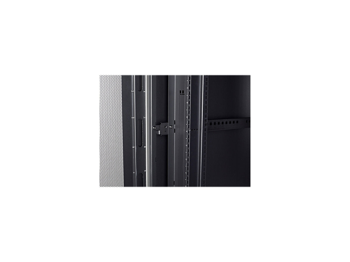 Rear view of APC NetShelter SV 42U rack with side panels