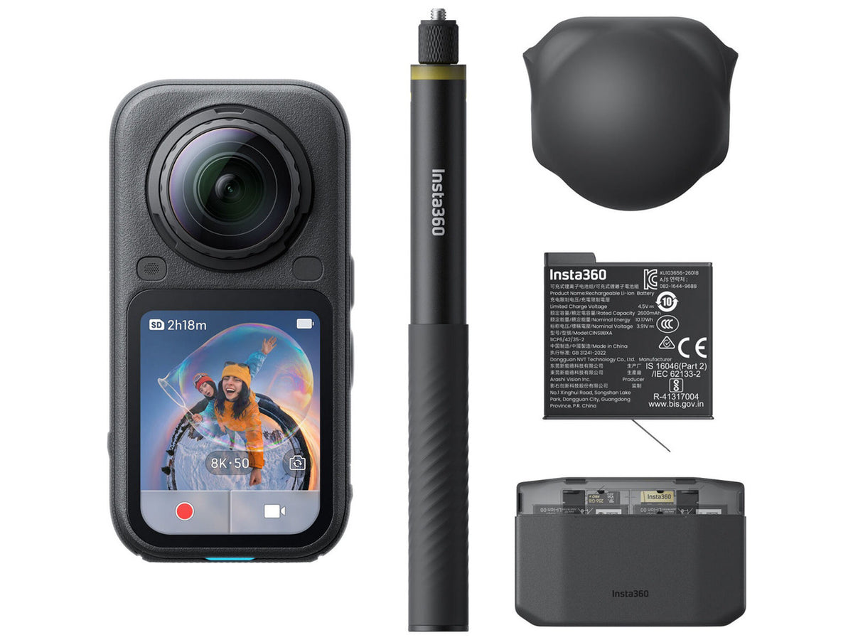 Front view of the black Insta360 X6 8K 360 Action Camera