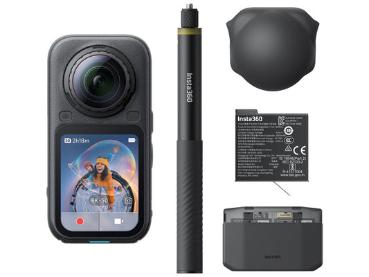 Front view of the black Insta360 X6 8K 360 Action Camera