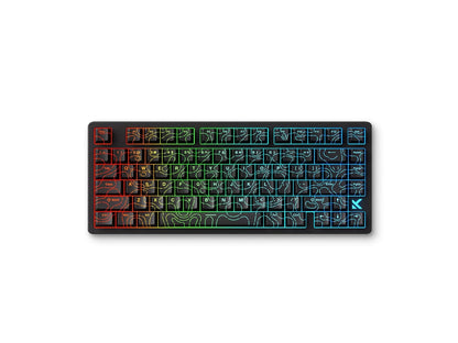 MCHOSE Jet 75 Black Topographic mechanical keyboard displayed on a professional desk