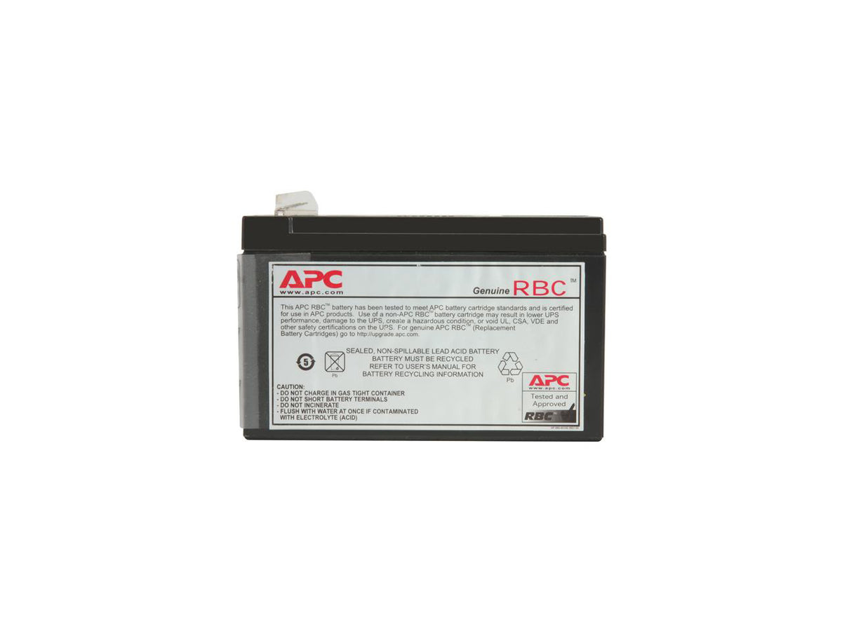 Close-up of APC RBC2 12V 7Ah UPS battery terminals and connector